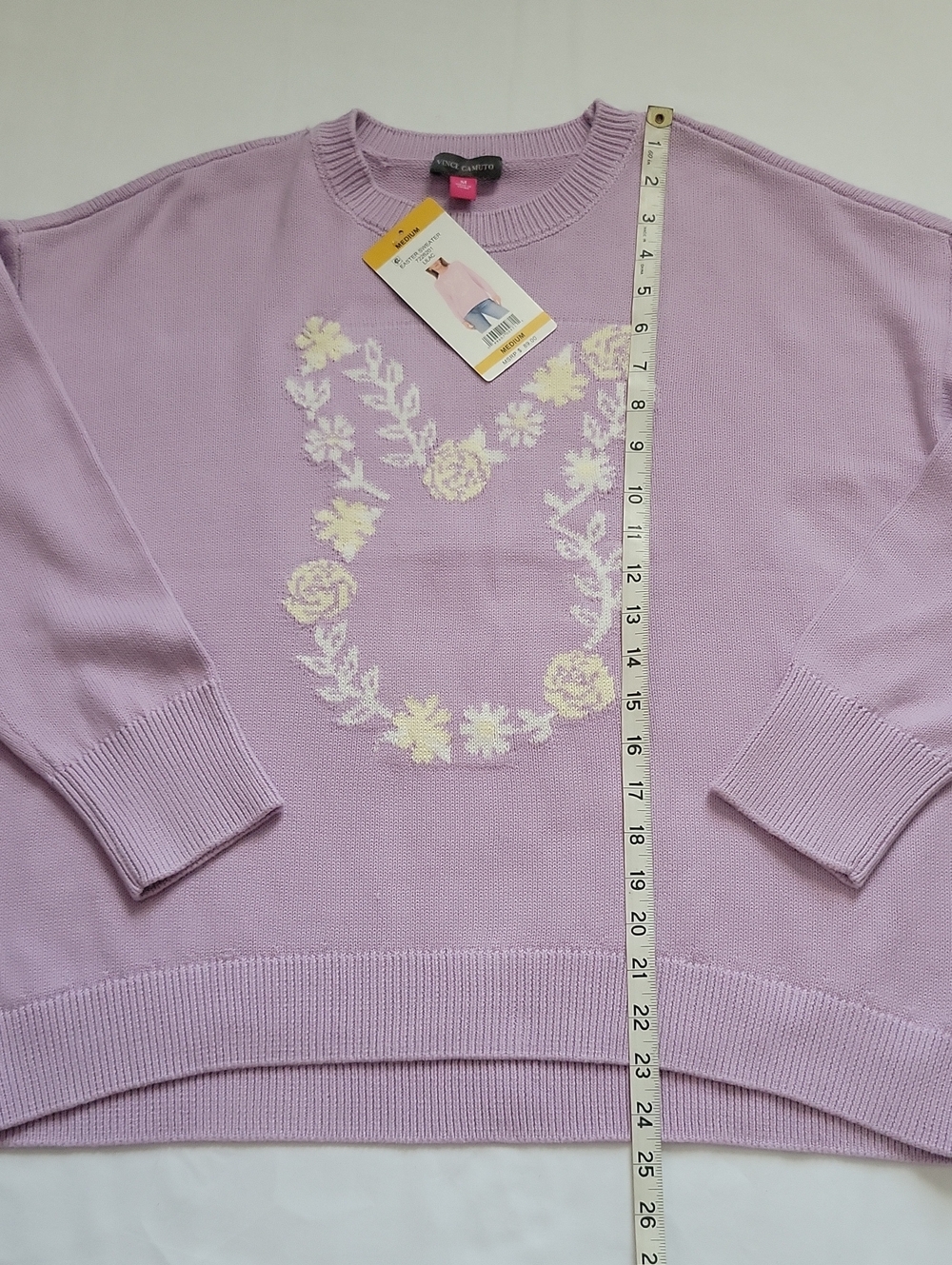 Vince Camuto Lavender Floral Crewneck Sweater - Picture 5 of 7